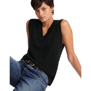 Madewell Cashmere V Neck Sweater Vest Black XXS Luxe Knit NWT